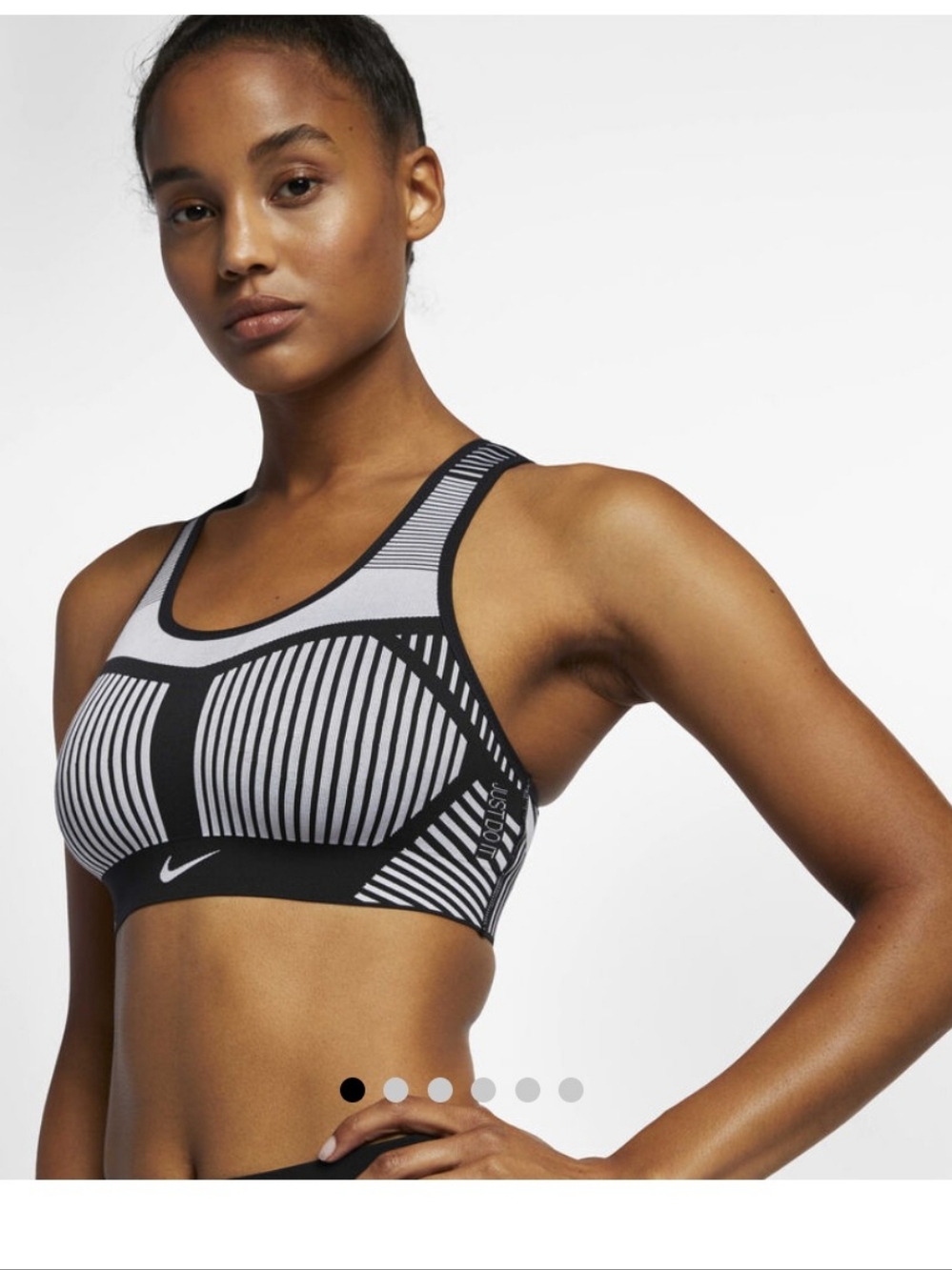 Nike Flyknit Unpadded Molded Sports Bra Black & White Large